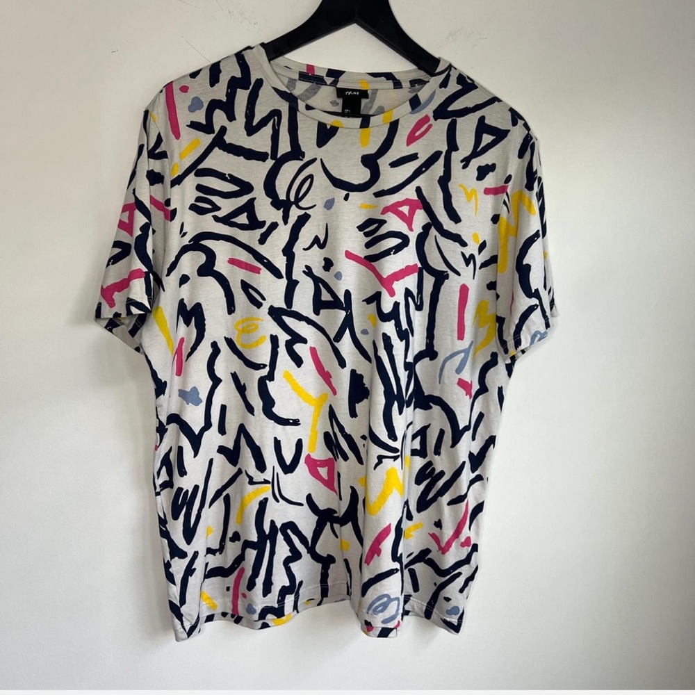 H&M Abstract Print Graphic T-Shirt Men’s‎ Large Multicolor Streetwear Tee
